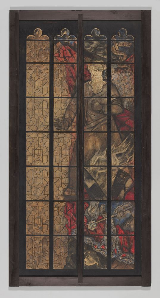Ontwerp voor het bovenste gedeelte van een raam in het Noordertransept in de Dom te Utrecht (c. 1868 - c. 1938) by Richard…
