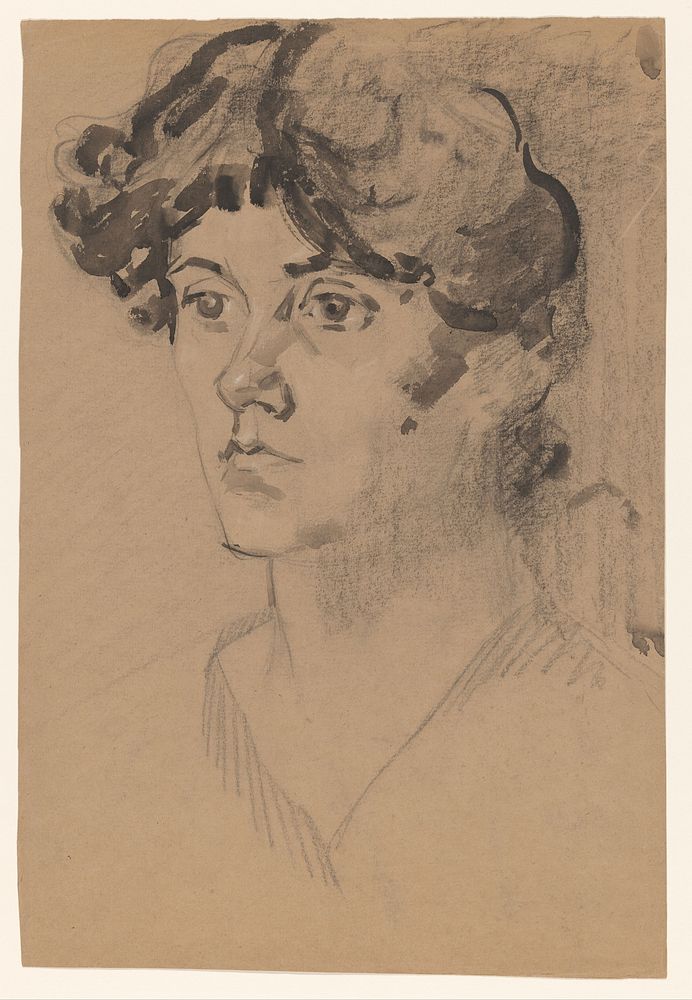 Portret van de vrouw van Wilhelmus Johannes Steenhoff, driekwart naar links (1873 - 1932) by Wilhelmus Johannes Steenhoff