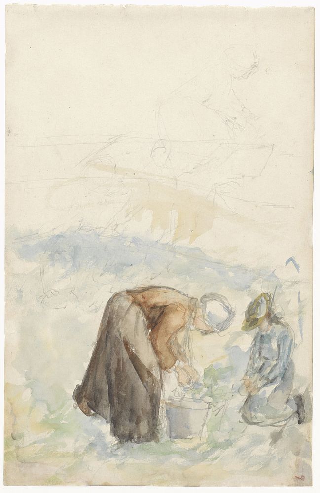 Twee op het land werkende vrouwen (1834 - 1911) by Jozef Israëls