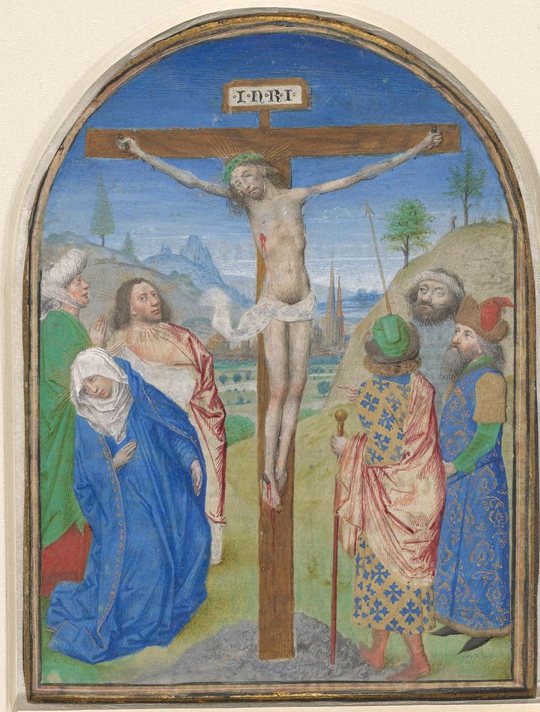 Christus aan het kruis (c. 1460 - c. 1470) by Simon Marmion