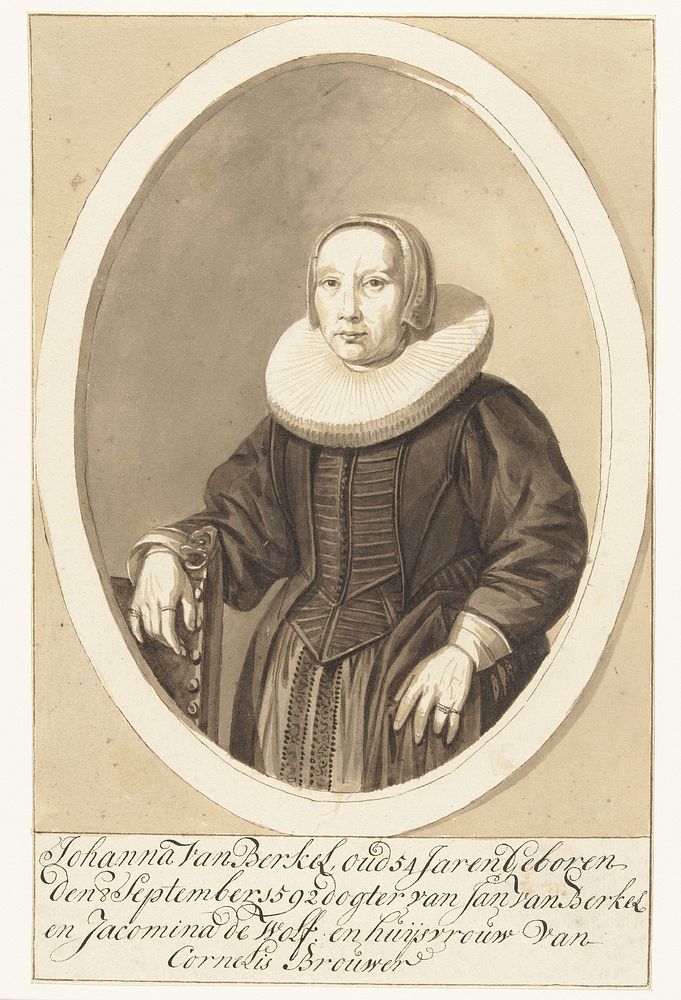 Portret van Johanna van Berckel in ovaal (1670 - 1704) by Cornelis Dusart, Cornelis Bisschop and Cornelis Bisschop