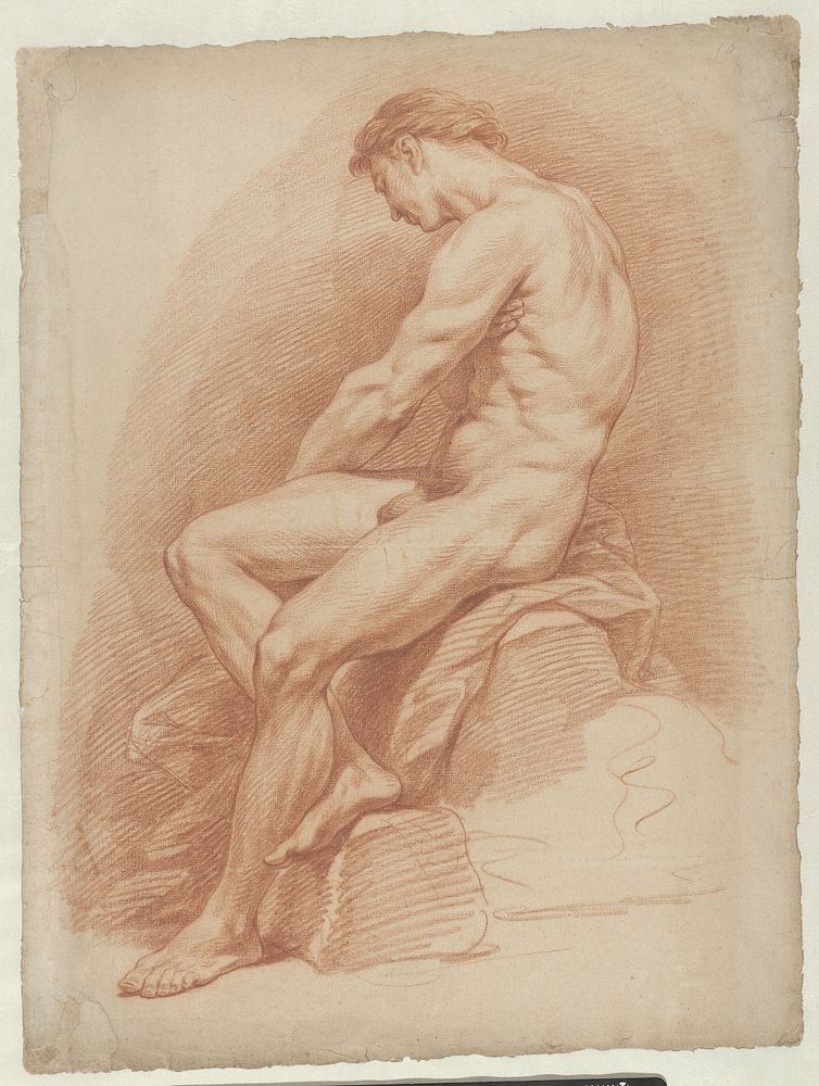 Zittend mannelijk naakt (1717 - 1762) by Cornelis Joseph d Heur