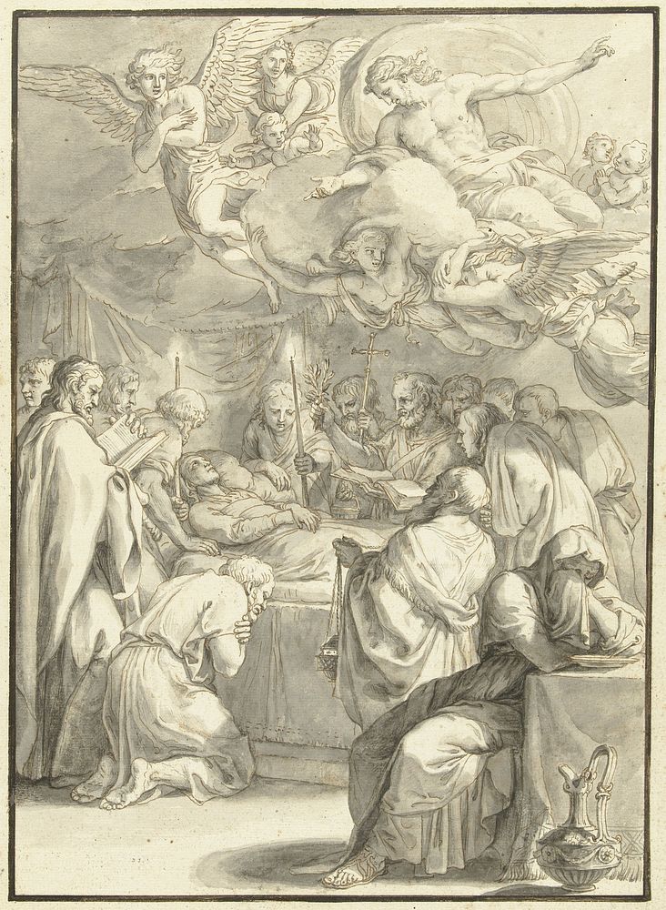 Het sterfbed van Maria (1606 - 1657) by Jacques Stella