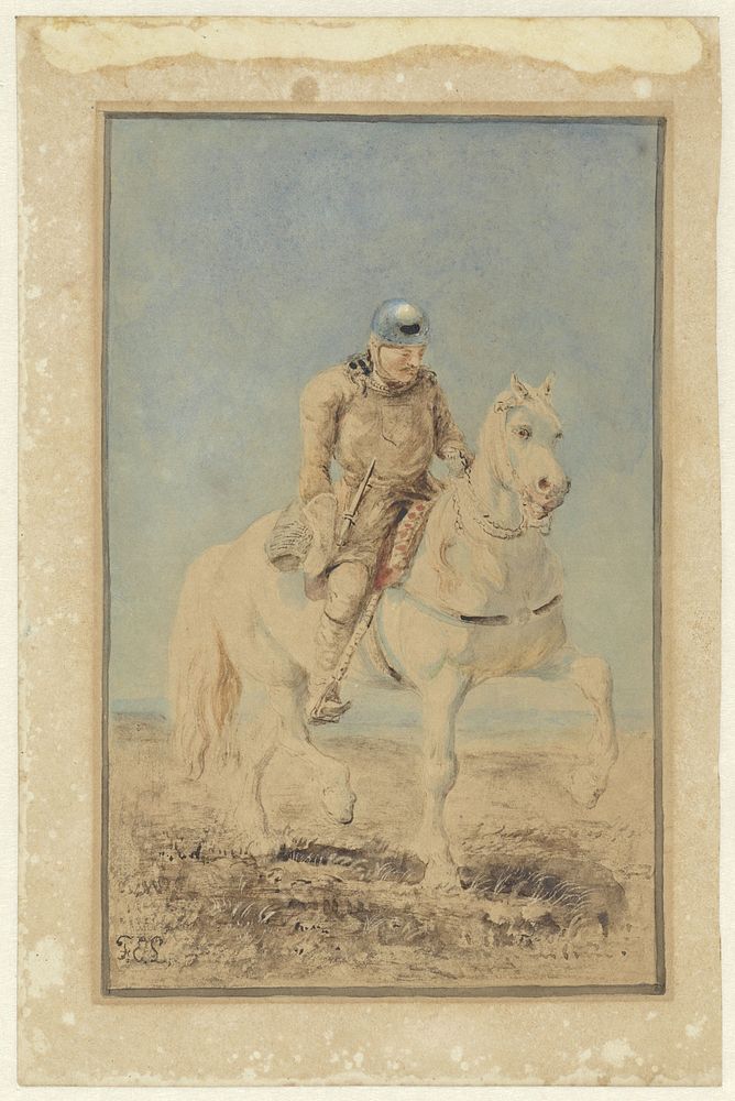 Ridder op een schimmel (1843 - 1909) by Ferdinand Ernst Lintz