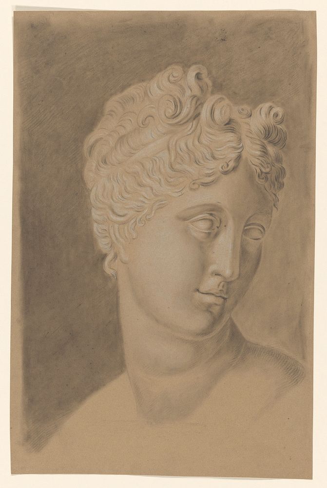 Academiestudie naar een gips van een antiek beeld: buste van een vrouw (1819 - 1881) by Johannes Tavenraat and anonymous