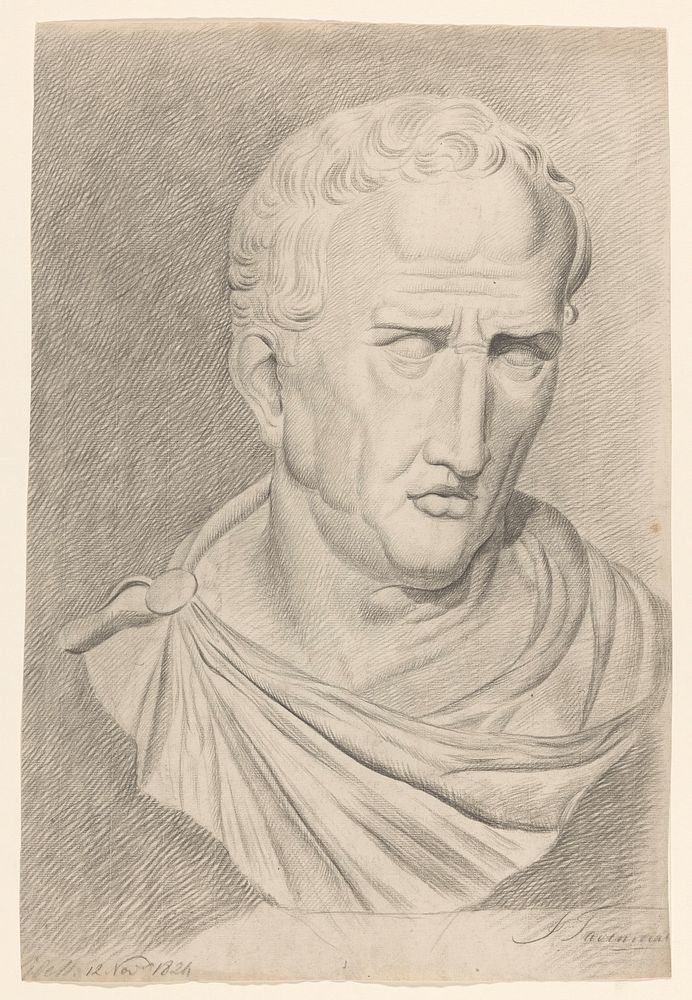 Gips naar een antieke portretbuste (1824) by Johannes Tavenraat and anonymous