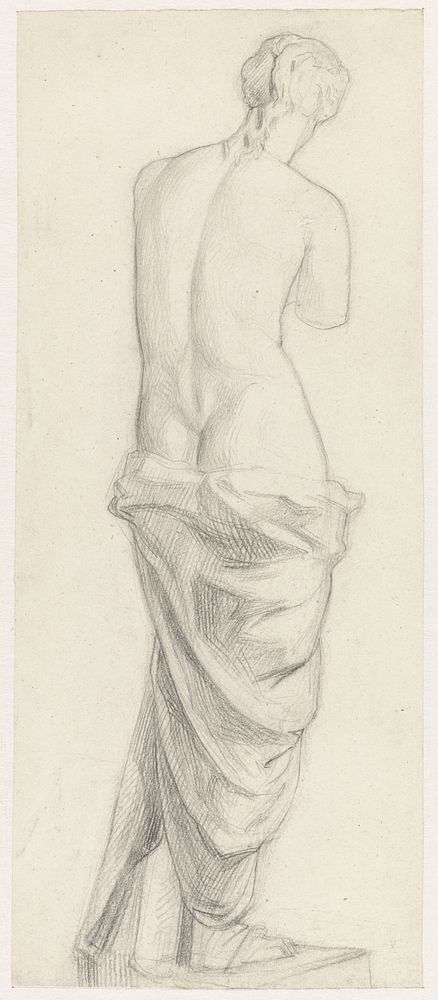 Academiestudie naar pleistermodel van antiek vrouwelijk naakt, van achteren (1841 - 1870) by Thomas Simon Cool