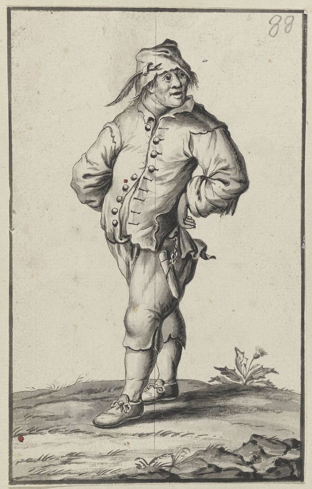 Staande man met de handen in de zij (c. 1700 - c. 1799) by anonymous