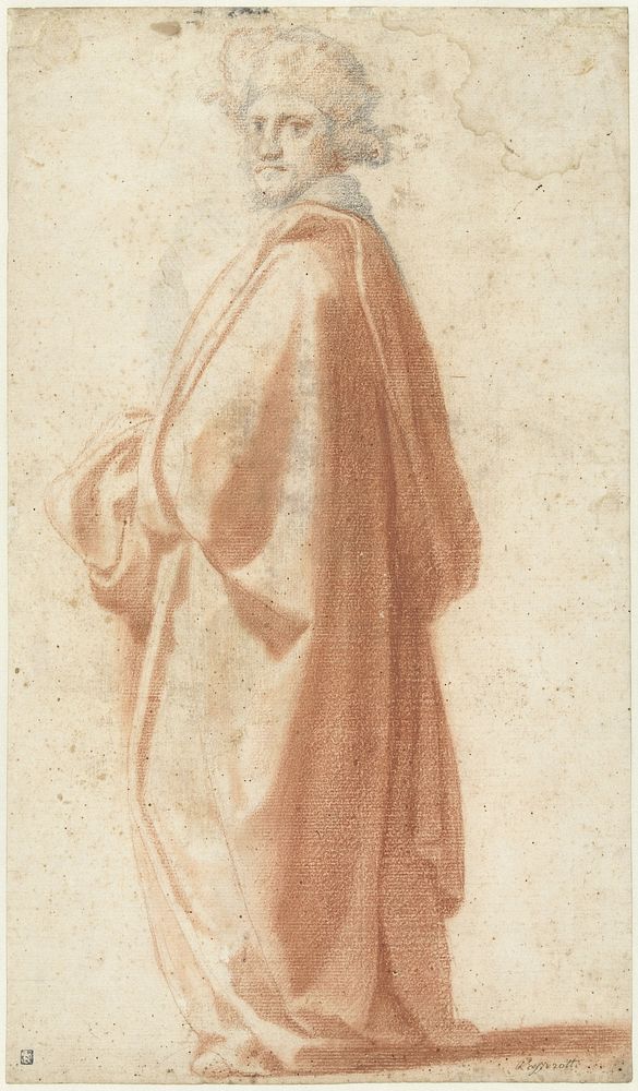 Studie naar een model in wijde mantel (1590 - 1610) by Matteo Rosselli