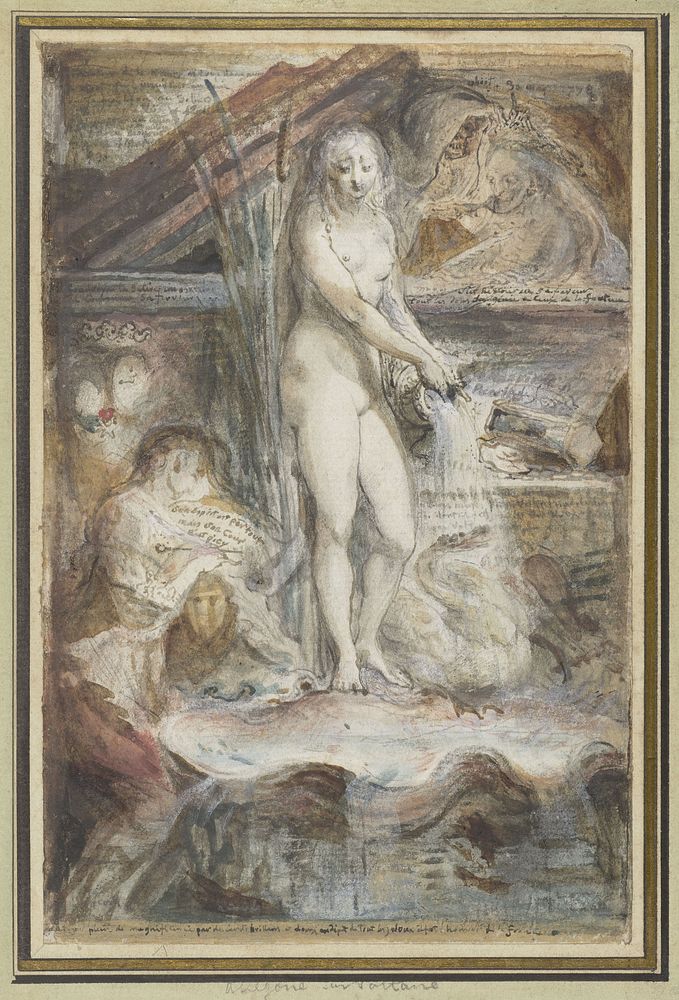 Allegorie op de dood van Voltaire (1778 - 1780) by Gabriel Jacques de Saint Aubin