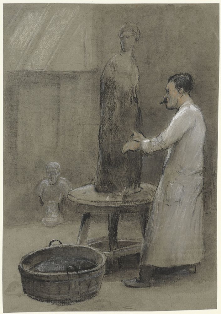 Beeldhouwer en zijn beeld (1881 - 1948) by Herman Heijenbrock