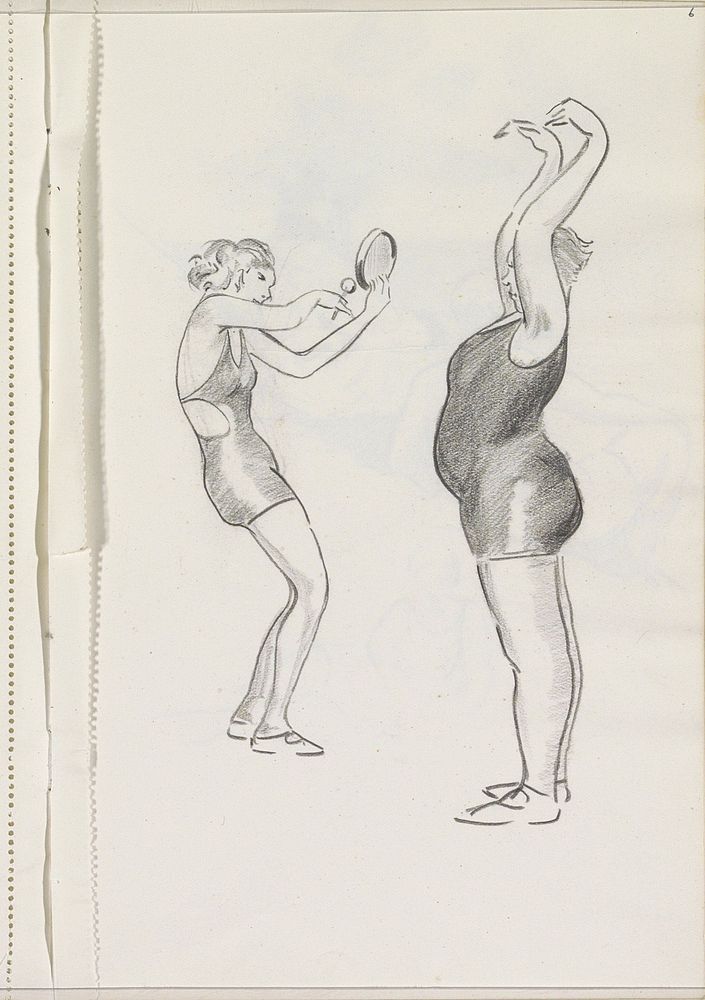 Twee figuren in zwemkleding (c. 1930 - c. 1940) by Otto Verhagen I