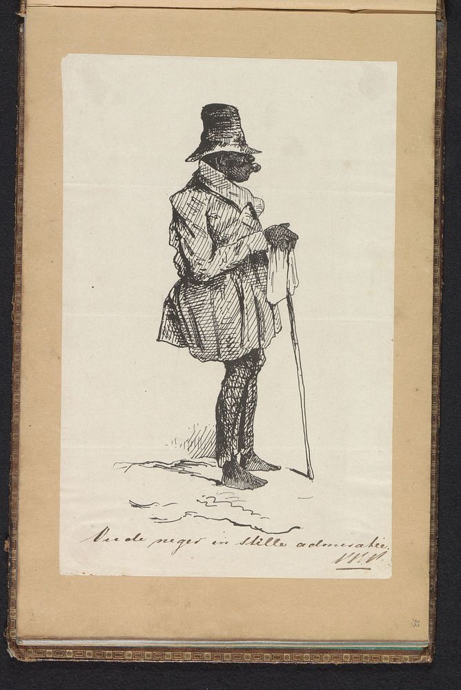 Oude man met stok en hoed (in or after c. 1850 - in or before c. 1860) by anonymous