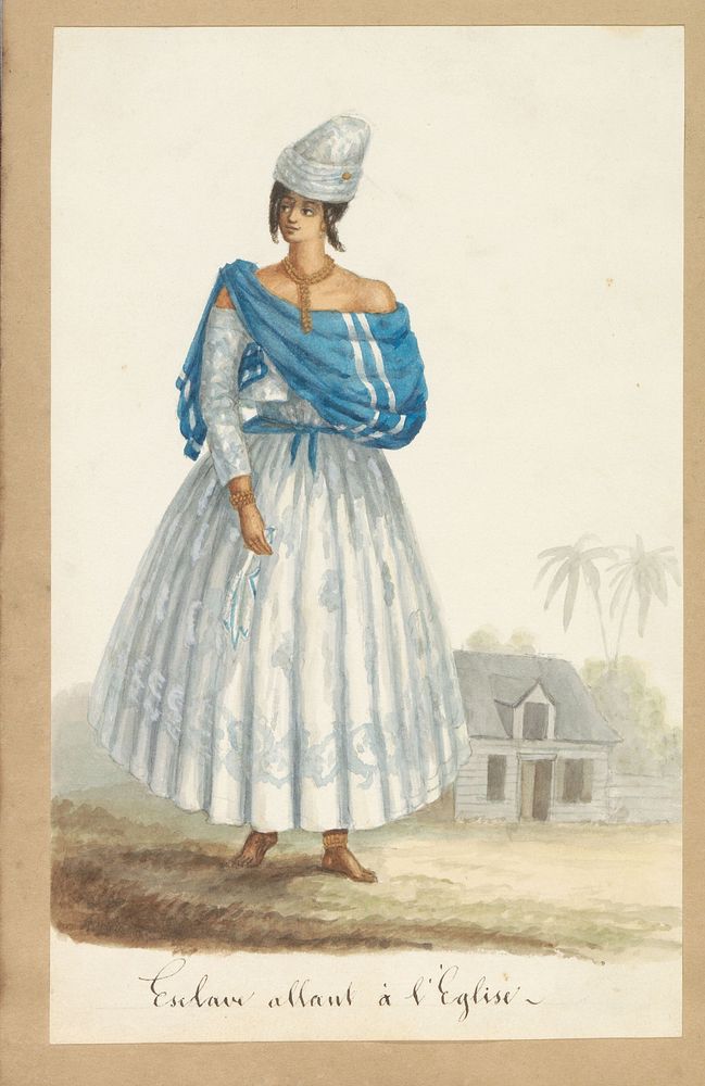 Tot slaaf gemaakte vrouw op weg naar de kerk (in or after c. 1850 - in or before c. 1860) by Jacob Marius Adriaan Martini…