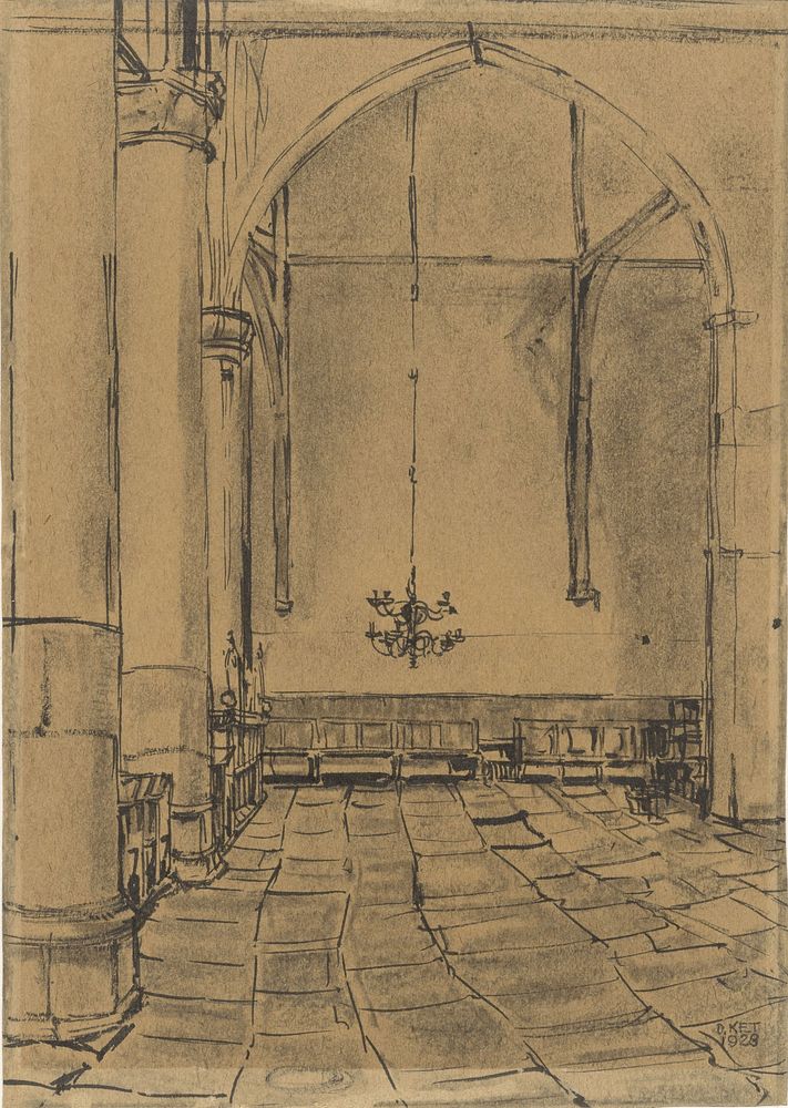 Interieur van de kerk in Hoorn (1928) by Dick Ket