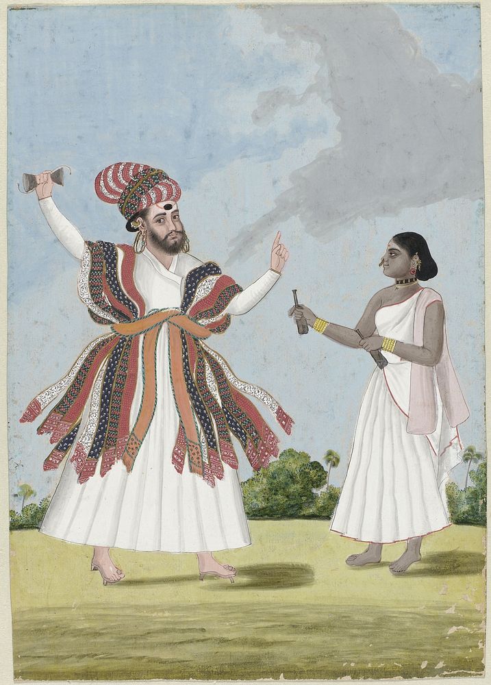 Waarzegger en zijn vrouw staan in een landschap (1790 - 1810) by anonymous