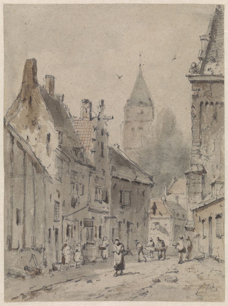 Stadsgezicht (1828 - 1897) by Adrianus Eversen