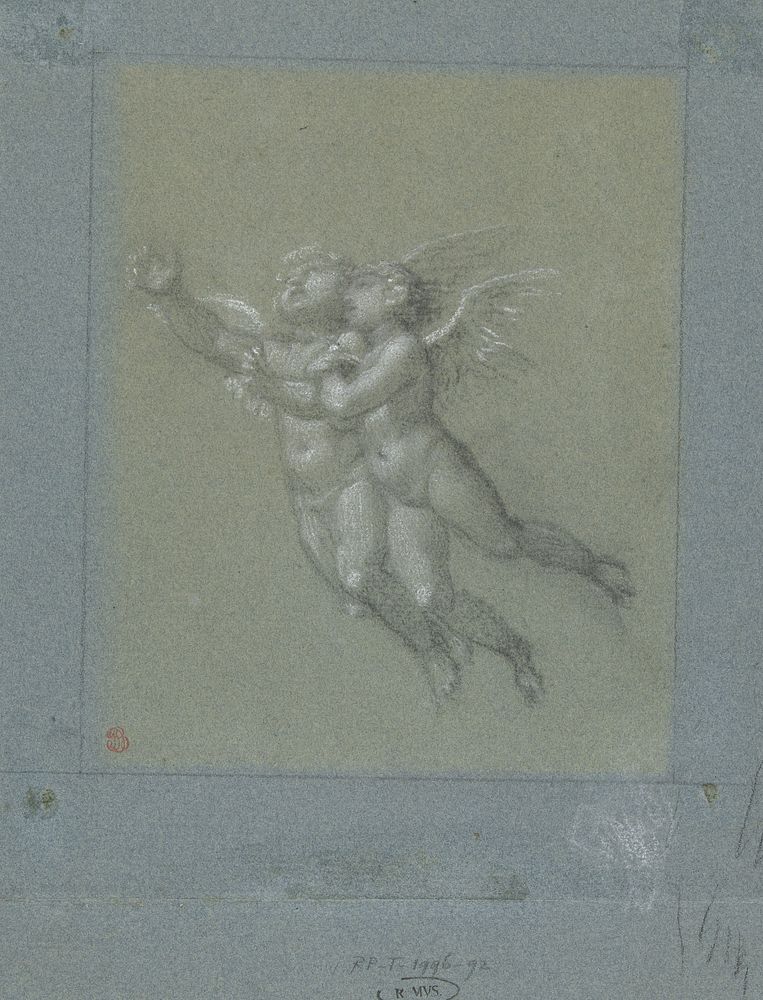 Twee vliegende putti (1798 - 1801) by Pierre Prud hon