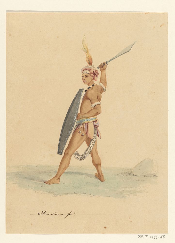 Krijger van de Aru-eilanden, Zuid-Molukken (1837 - 1854) by Ernest Alfred Hardouin and Adrianus Johannes Bik