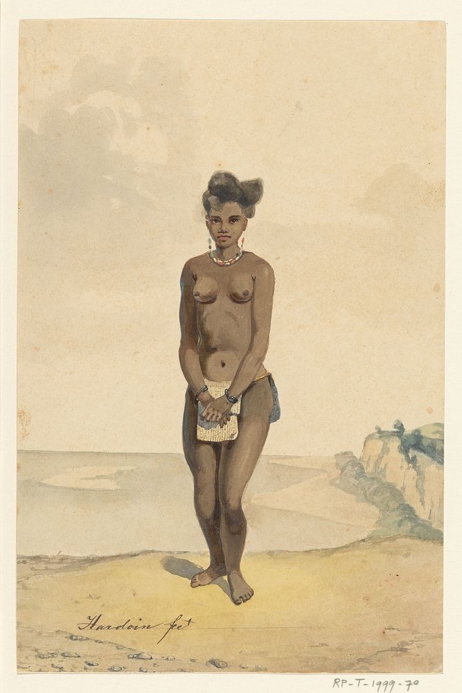 Staande Alfoerse vrouw (c. 1837 - c. 1854) by Ernest Alfred Hardouin and Adrianus Johannes Bik