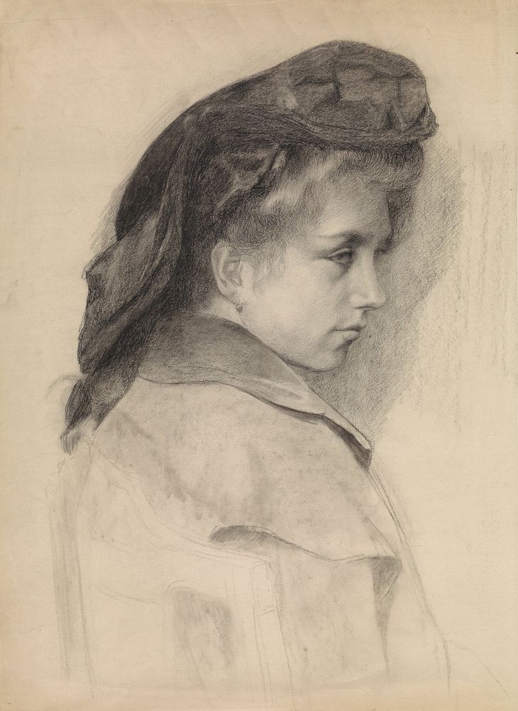 Portret van een jonge vrouw, naar rechts (1868 - 1940) by Johan Braakensiek