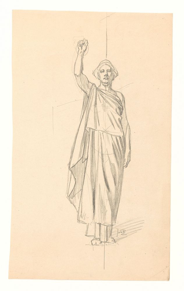 Ontwerp voor illustratie in De Amsterdammer: Justitia (28 Augustus 1920) (1920) by Johan Braakensiek