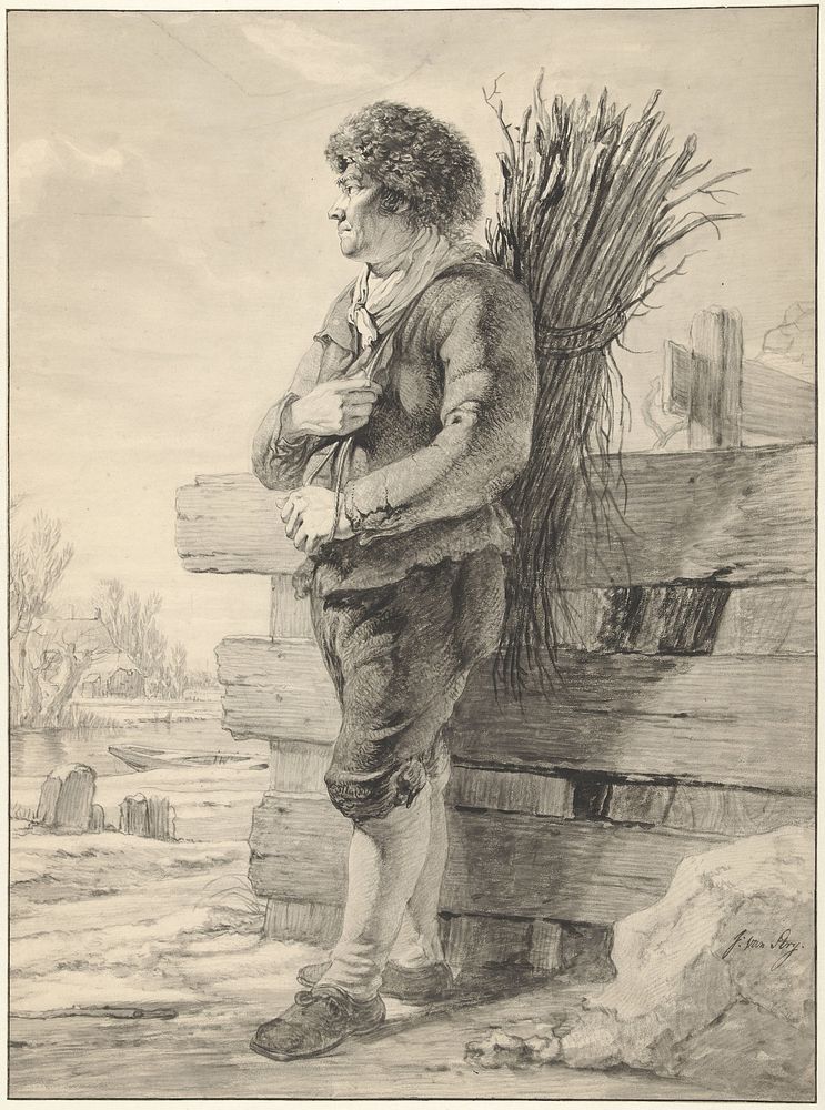 Staande man met takkenbos op de rug (1766 - 1815) by Jacob van Strij