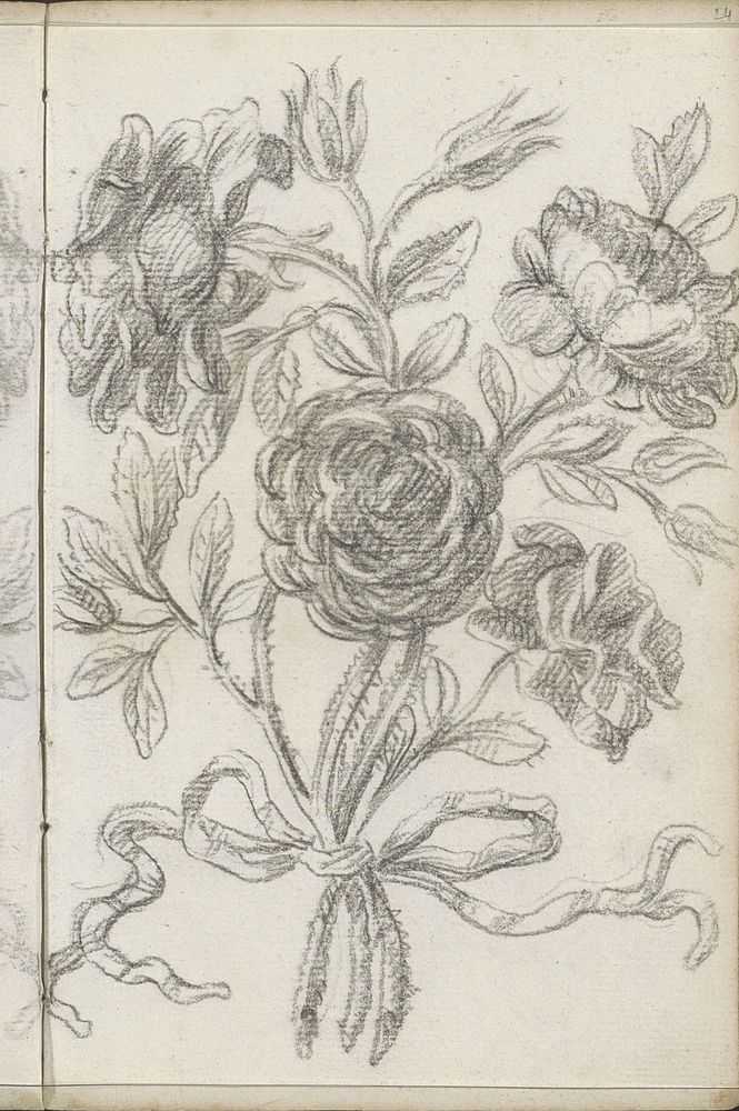 Boeket met rozen (1710 - 1772) by Petrus Johannes van Reysschoot