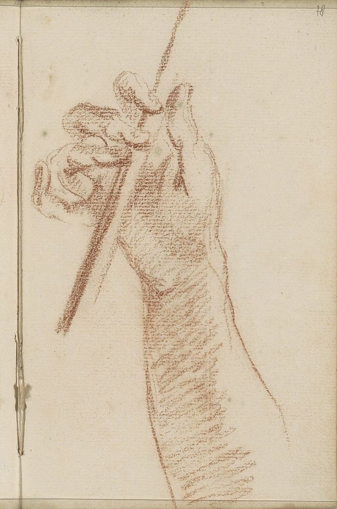 Hand die een stok vasthoudt (1710 - 1772) by Petrus Johannes van Reysschoot