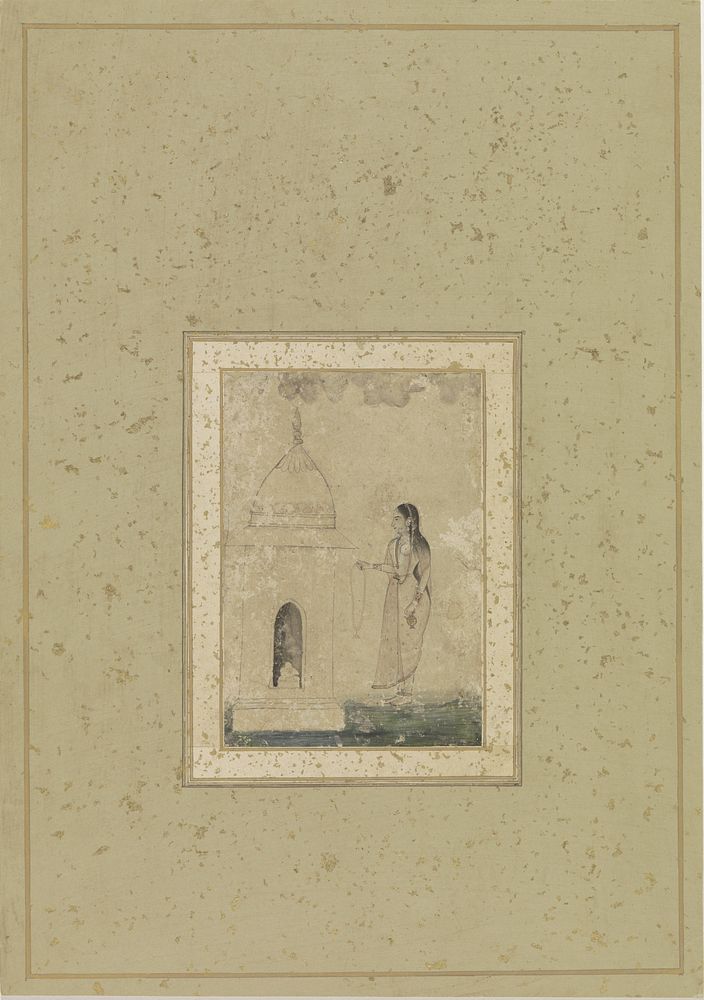 Staande vrouw voor een linga-altaar (1645 - 1655) by anonymous