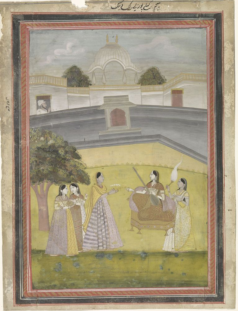 Vrouwen in een tuin voor een paleis (1770 - 1790) by anonymous
