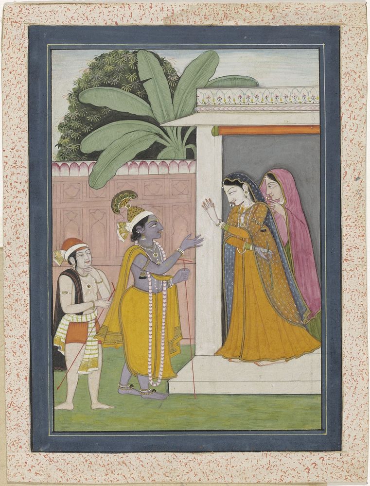 Radha geeft Krishna zijn fluit niet terug (1805 - 1815) by Chajju and anonymous