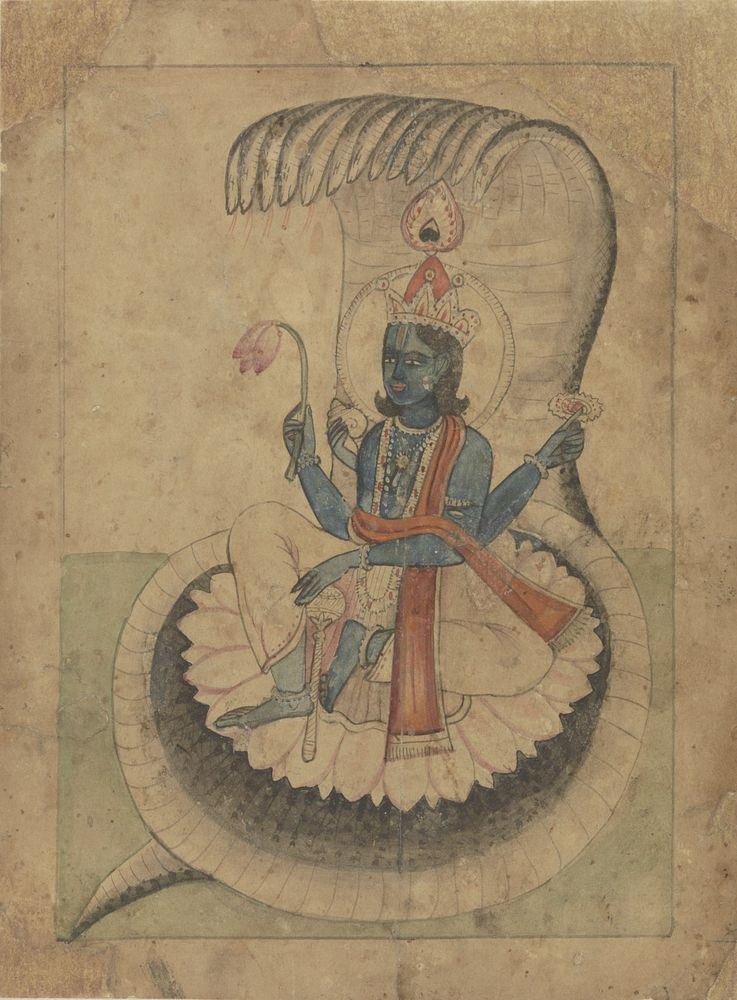 Krishna op zijn troon (c. 1800 - c. 1900) by anonymous