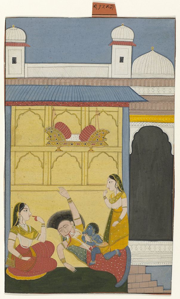 Baby Krishna doodt de demon Putana (1740 - 1760) by anonymous