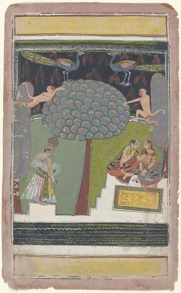Krishna and Two Women in a Garden (c. 1620 - c. 1640) by anonymous