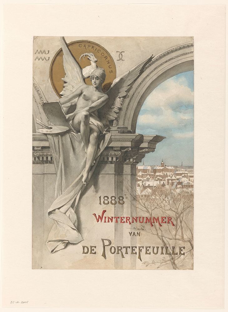 Ontwerp voor het omslag van het winternummer van De Portefeuille, 1888 (1888) by Nicolaas van der Waay