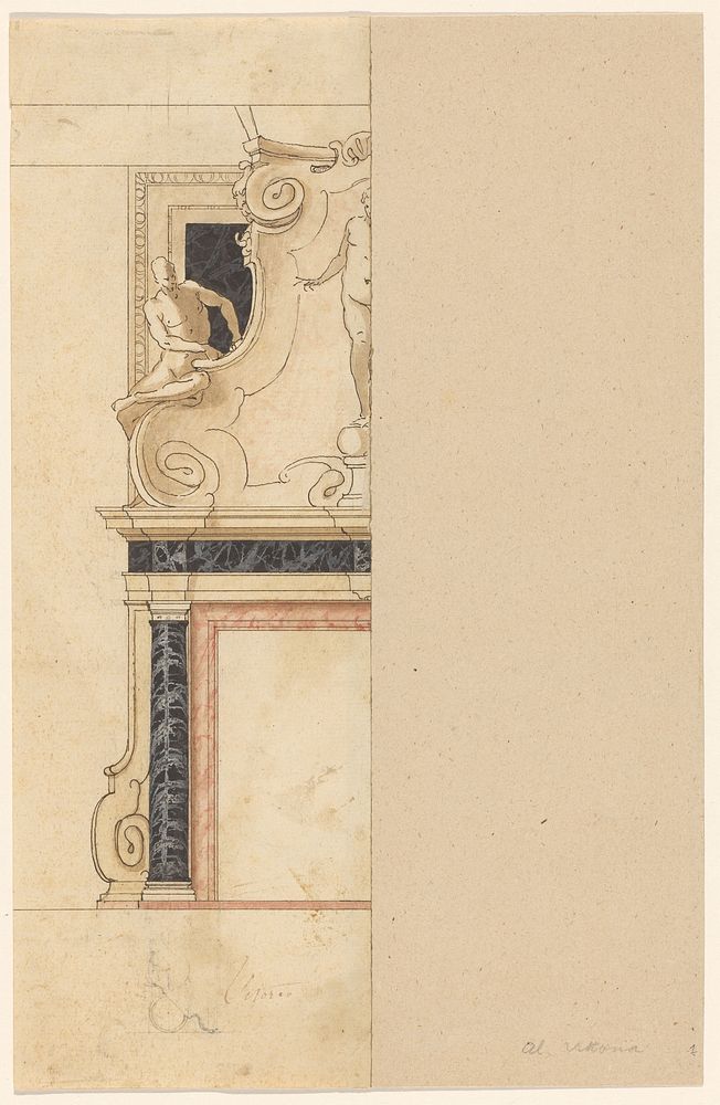 Ontwerp voor een schoorsteenmantel (1518 - 1599) by Andrea Palladio