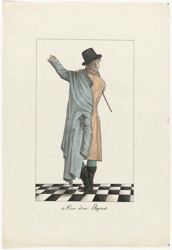 Mise d'un élegant (Journal des Dames et des Modes, Costume Parisien, 15 janvier 1800, An 8) (1800) by anonymous