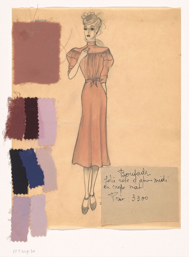 Boutade. Jolie robe d'après-midi en crêpe mat. (1938 - 1939) by Maggy Rouff