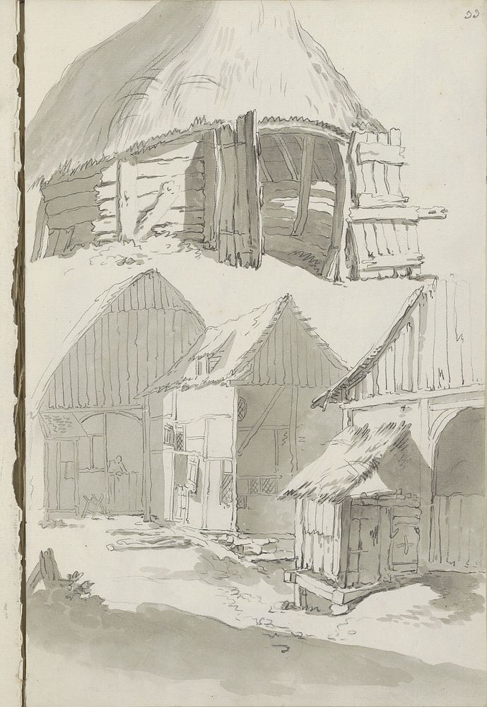 Boerenerf met schuren en stallen (c. 1780 - c. 1800) by Barend Hendrik Thier, Pieter Pietersz Barbiers, Hendrik Meijer and…
