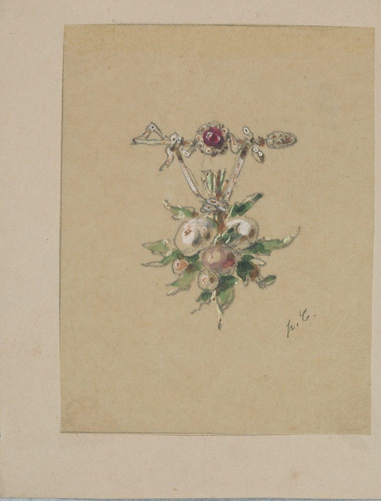 Two Designs for Brooches with a Fruit Garland (c. 1864 - c. 1894) by Henri Cameré