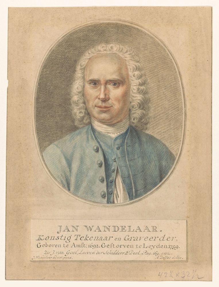 Portret van Jan Wandelaar (1759 - 1820) by Abraham Delfos and Jan Wandelaar