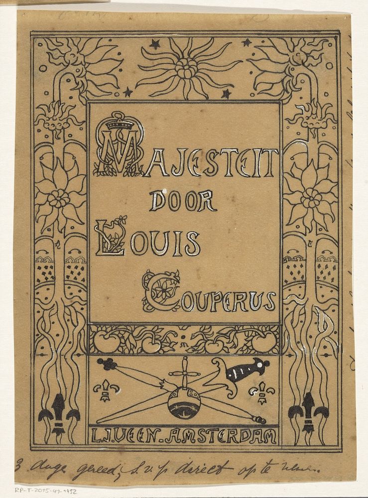 Bandontwerp voor: Louis Couperus, Majesteit, 1893 (in or before 1893) by Richard Nicolaüs Roland Holst