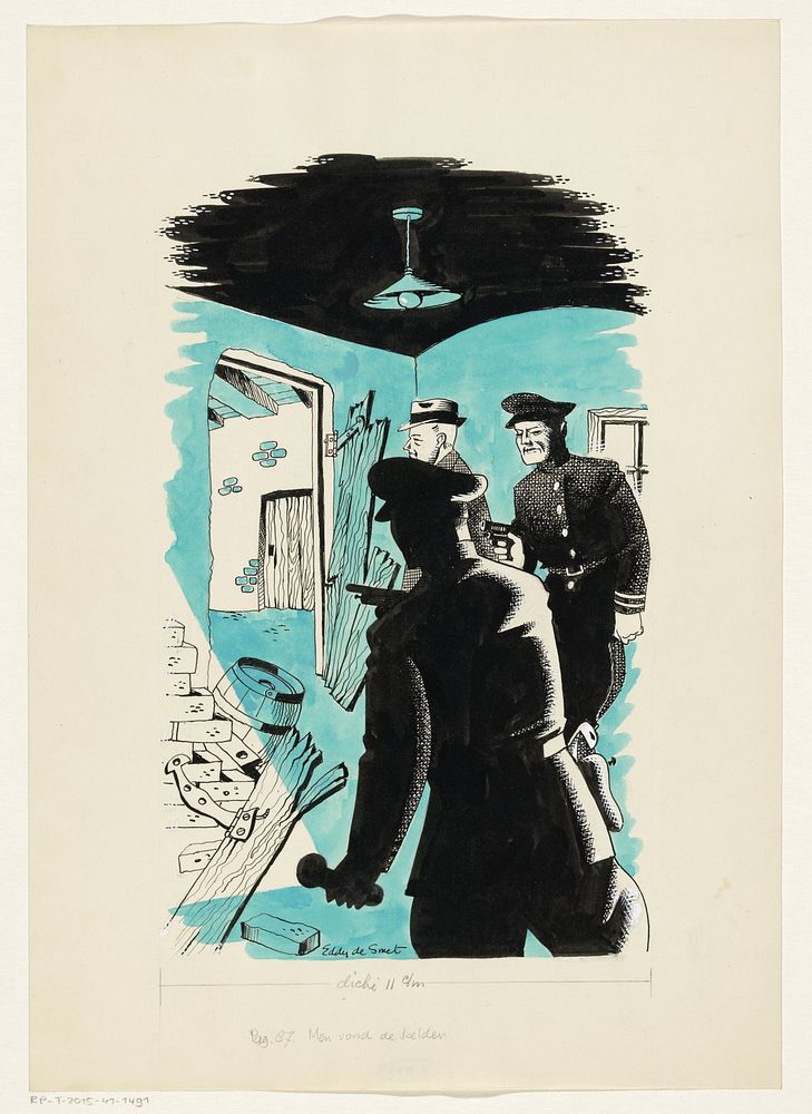 Politieagenten in een kelder (in or after 1947) by Eddy de Smet