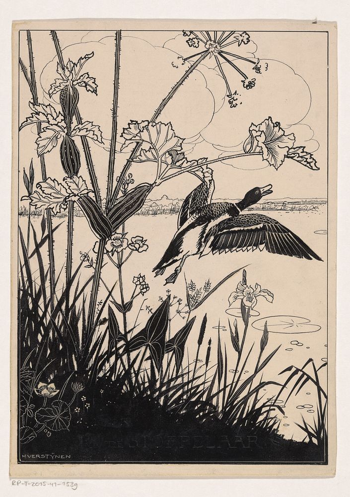 Vliegende vogel bij een waterkant (in or before 1930) by Henri Verstijnen