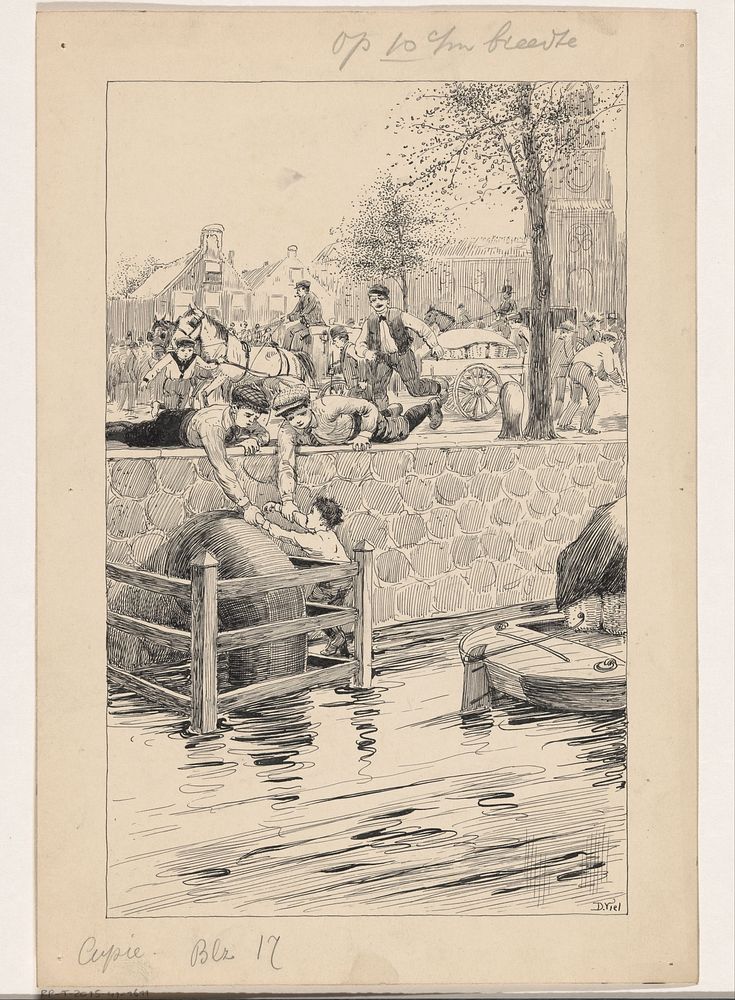 Jongen wordt uit het water gered (c. 1915 - c. 1935) by D Viel