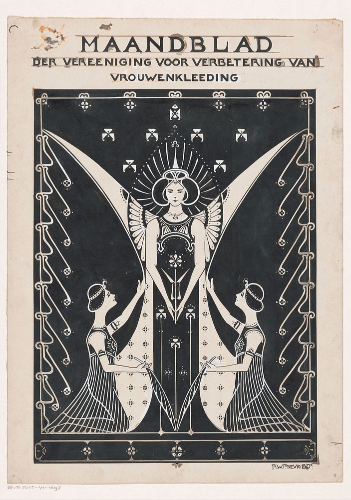 Omslagontwerp voor: Maandblad der Vereeniging voor verbetering van vrouwenkleeding, c. 1901-1909 (c. 1901 - c. 1909) by…