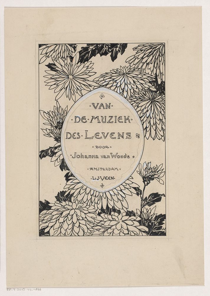 Bandontwerp voor: Johanna van Woude, Van de muziek des levens, 1896 (in or before 1896) by Willem Wenckebach