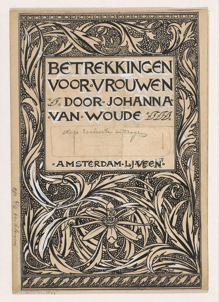 Bandontwerp voor: Johanna van Woude, Betrekkingen voor vrouwen, c. 1899-1910 (in or before 1899 - c. 1910) by Willem…