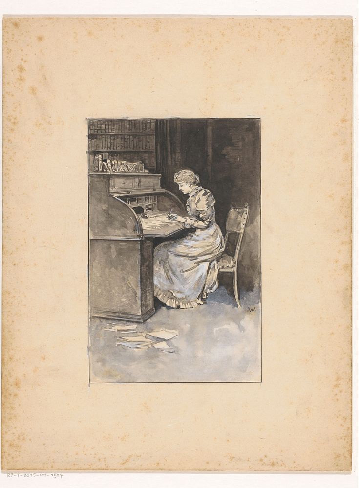 Schrijvende vrouw (1870 - 1937) by Willem Wenckebach